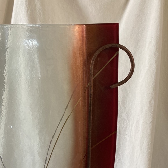 Mark Hines Sculpture Vase Slumped Glass Red Gold. Signed - Picture 7 of 15